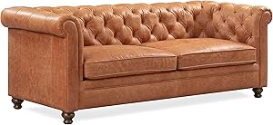 POLY & BARK Lyon 87.4" Sofa in Full-Grain Pure-Aniline Italian Tanned Leather in Cognac Tan